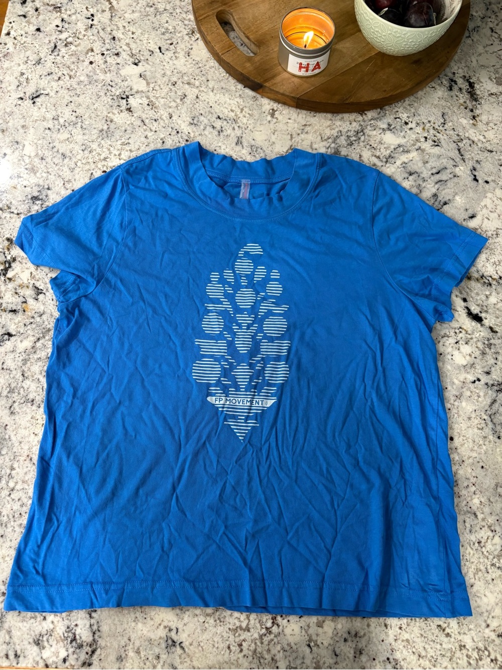 FP Movement by Free People Blue Short Sleeve Tee with White Center Graphic